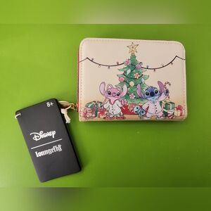 Loungefly Cream Wallet with Stitch and Angel Holiday Design